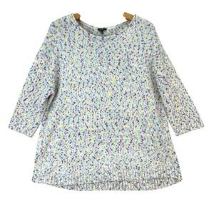 Talbots Plus Women's 2X Multicolor Confetti Knit 3/4 Sleeve Sweater Top Casual